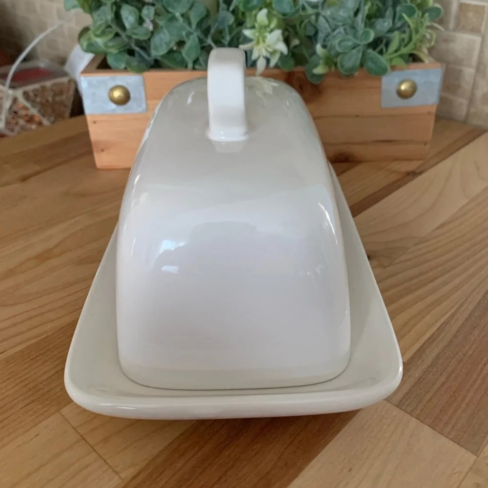 RAE DUNN “BRUNCH” LL CERAMIC BUTTER DISH W/HANDLE - Picture 6 of 8